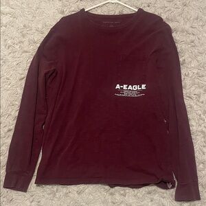 American Eagle Outfitters Burgundy Long Sleeve Tee